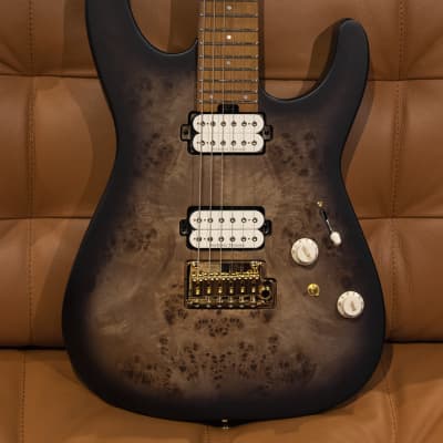 Charvel Pro-Mod DK24 HH 2PT CM Poplar Burl Transparent Black Burst Electric Guitar image 3