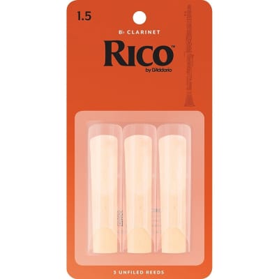 3 Pack of Rico Bb Clarinet Reed Size 1, 1/2 Replacement Reeds 1.5 x3 image 1