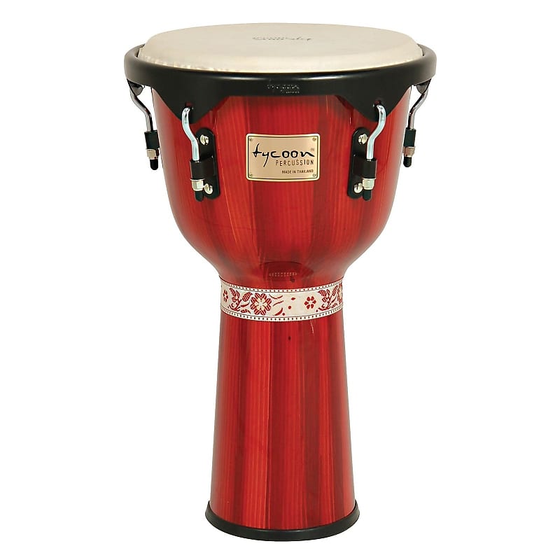 Tycoon Percussion 12 Artist Series Hand Painted Djembe Red Finish image 1