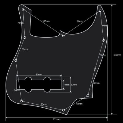 Black 3 Ply Pickguard for Fender® 4-String Jazz Bass JB Standard USA MIM 10-Hole image 2