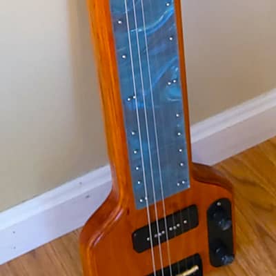 Custom Lap Steel Guitar - Solid Pine - Serial #219 - Blue Fingerboard 2023 image 6