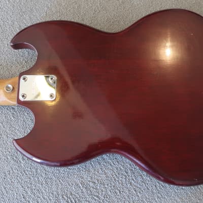 Vintage 1970s Teisco "Rhythmline" Brand SG EB Made In Japan Lawsuit Wine Red Bass Guitar Short Scale image 7