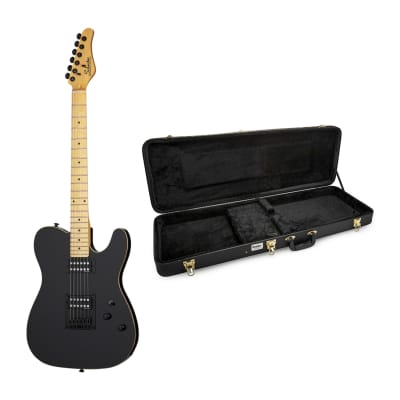Schecter PT 6-String Electric Guitar (Right-Handed, Gloss Black) Bundle with Hard Shell Protective Carrying Case for sale
