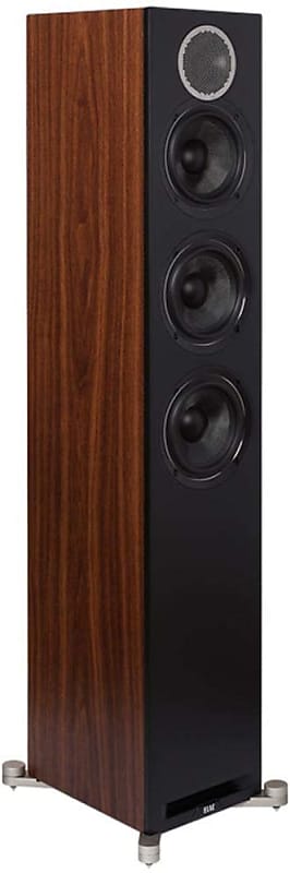 ELAC Debut Reference 5.25&quot; Floorstanding Speaker, Black Baffle, Walnut Cabinet  			