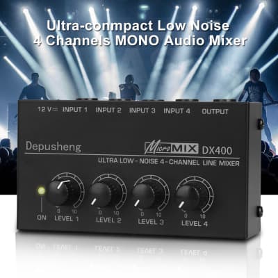 Depusheng DX400 DX400 4 Channel Mixing Console Ultra Compact Low Noise Line Audio Mixer image 4