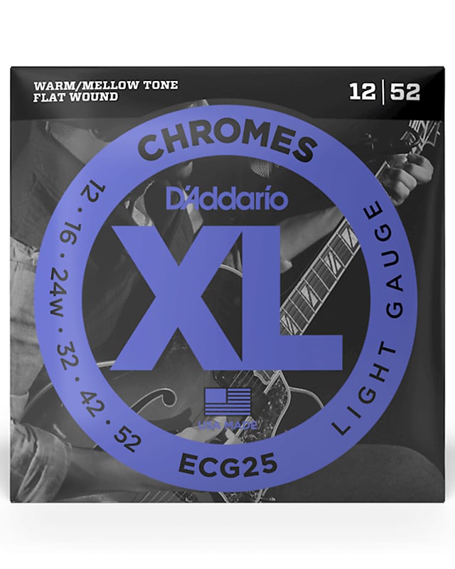 D'Addario ECG25 Chromes Flatwound Electric Strings -.012-.052 Light image 1