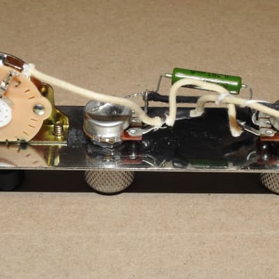 Aged Gotoh Telecaster Loaded Control Plate Wired Harness with Treble Bleed Bourns Oak Grigsby PIO image 6