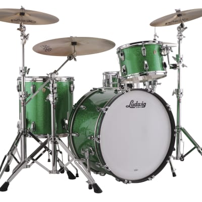 Ludwig Classic Maple Green Sparkle Fab 14x22_9x13_16x16 Drum Set Shell Pack | Authorized Dealer image 1