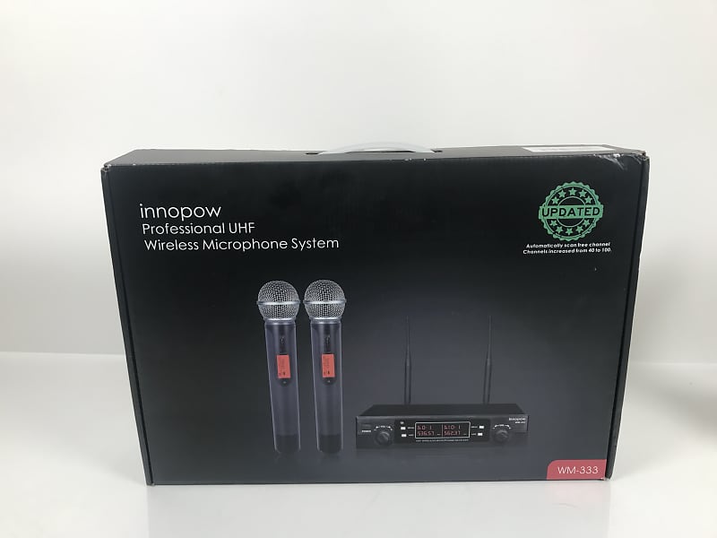 Innopow Wireless Microphone System 80 Channel Dual UHF Reverb UK