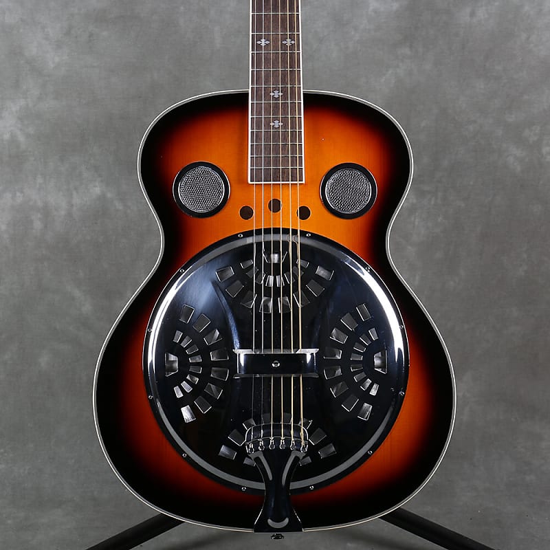 G4M Round Neck Resonator Guitar Left Handed Sunburst Reverb