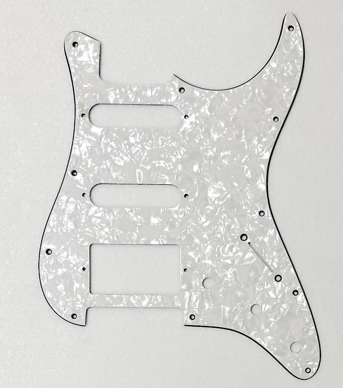Pickguard for Fender HSS Stratocaster, 11 Hole, 3-Ply, White image 1