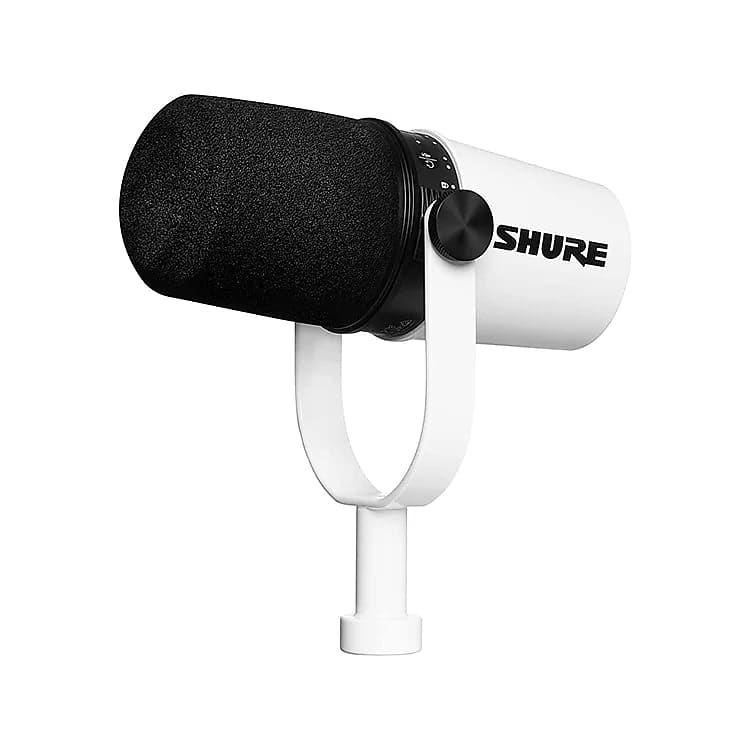 Shure MV7 White (Limited Edition) Podcast Microphone (both USB & XLR  outputs for use)