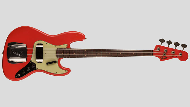 Fender Custom Shop Time Machine 1963 Jazz Bass Aged Fiesta Red Journeyman Relic image 1