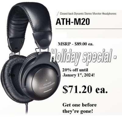 Audio-Technica ATH-M20 Closed-Back Headphones Black image 1