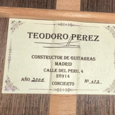 2005 Teodoro Perez, Spruce, Indian Rosewood Concerto Model. Performance video added. image 4