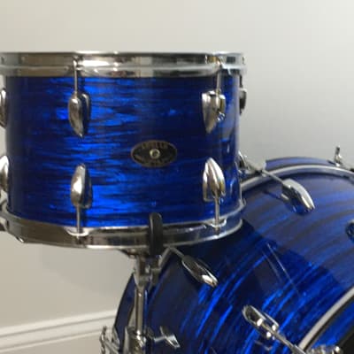 Vintage Apollo 3 Piece Drum Set 1970s Blue Oyster Pearl Completely Restored in USA Jazz Bop Kit 12/16/22 image 25