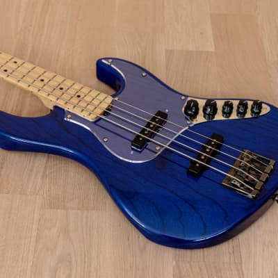2014 ESP Amaze-ASM Original Series Electric Bass Guitar Active EQ See Thru Blue Ash, Japan image 9