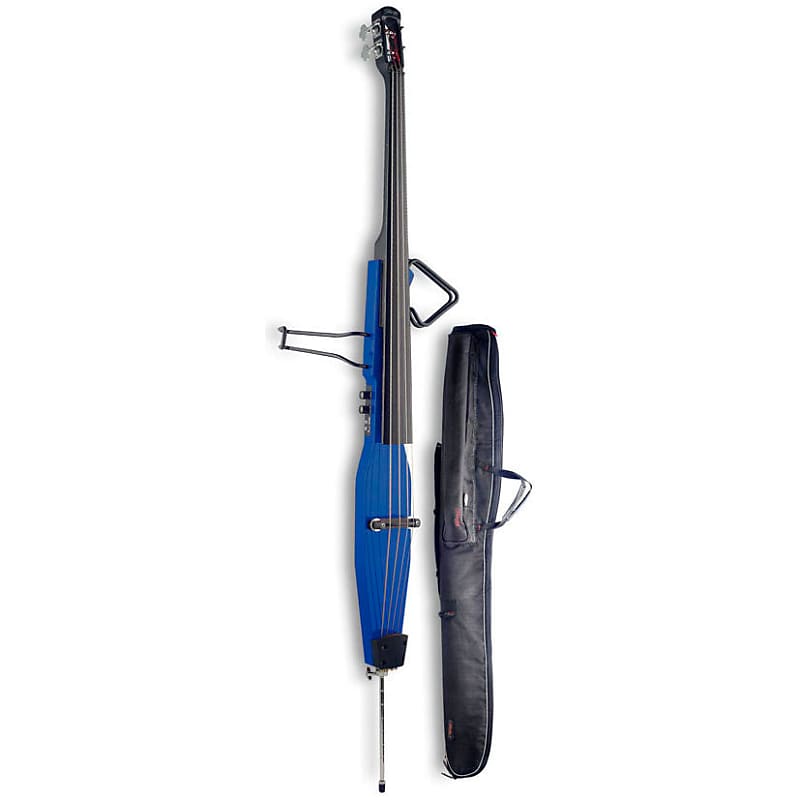 Stagg EDB3/4TB Electric Upright Bass w/ Gig Bag in Transparent Blue image 1