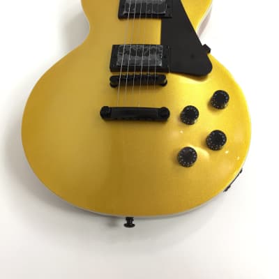 Haze HSGS91988GD Solid Mahogany Body Gold Top Electric Guitar, Gold - With yellow case image 4