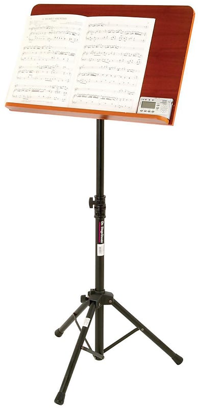 On-Stage SM7312W Music Stand with Tripod Base and Rosewood Bookplate image 1
