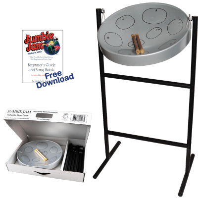 Panyard Jumbie Jam Steel Drum with Tabletop Stand - Silver