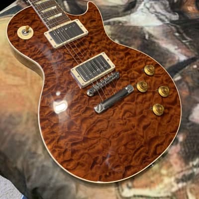 ROOT BEER 🍺! 2020 Gibson Custom Shop M2M Les Paul Standard '59 Historic Reissue Trans Brown Burst Sunburst Natural Walnut Back R9 1959 59 Figured F Quilt Q Top Full Gloss ABR-1 Killer Quilt Special Order 5A CustomBuckers Made To Measure Japan Supreme image 17