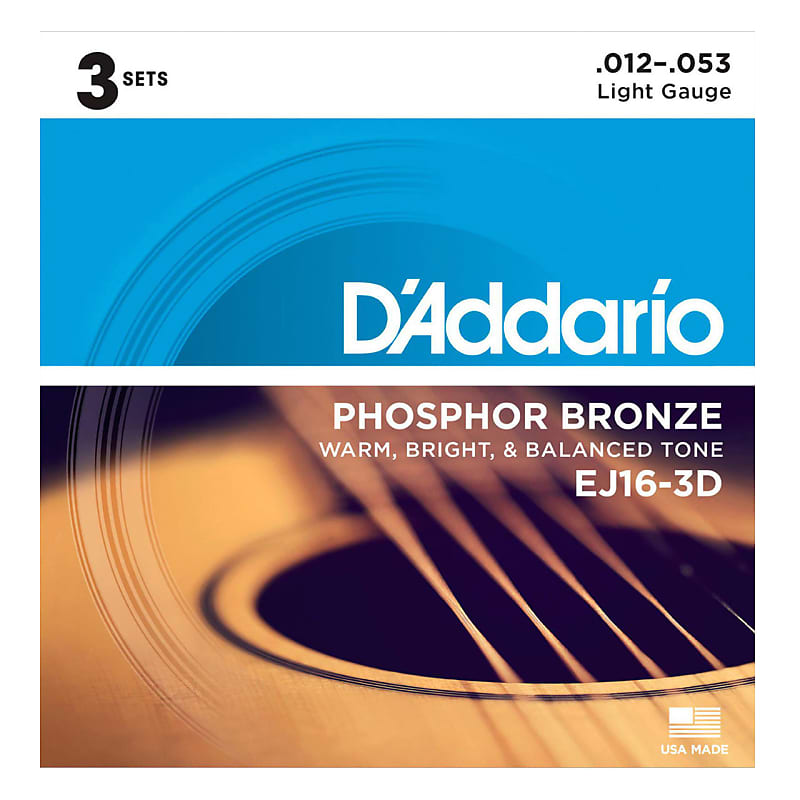 D'Addario EJ16 Phosphor Bronze Light - 3 set pack image 1