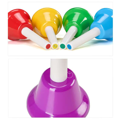Hand Bells Set 8 Note Handbells Set Colorful Diatonic Metal Bells Musical Toy Percussion For Kids Toddlers Children Musical Teaching Church Chorus Wedding Family Party image 5