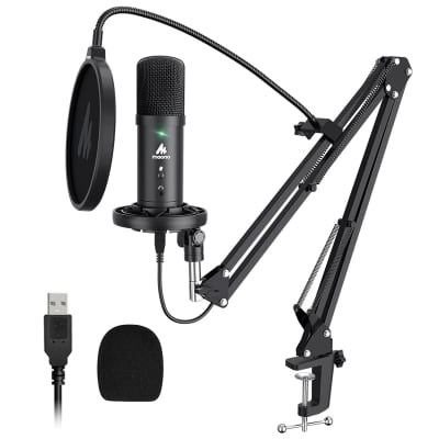 Caattiilaa USB Microphone - Professional Recording Microphone,  192KHZ/24Bit, Pop Filter, Boom Arm Set, Easy Installation, Compatible with  PC, Laptop