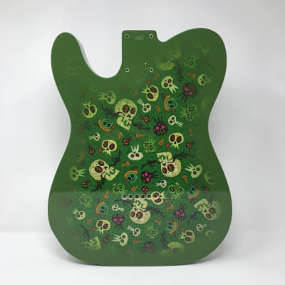 Retro Guitars Green Skull Fabric Body image 2