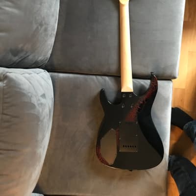 Mayones KTM guitar SSH tremolo Superstrat - Black with red scropolanti + gigbag image 5