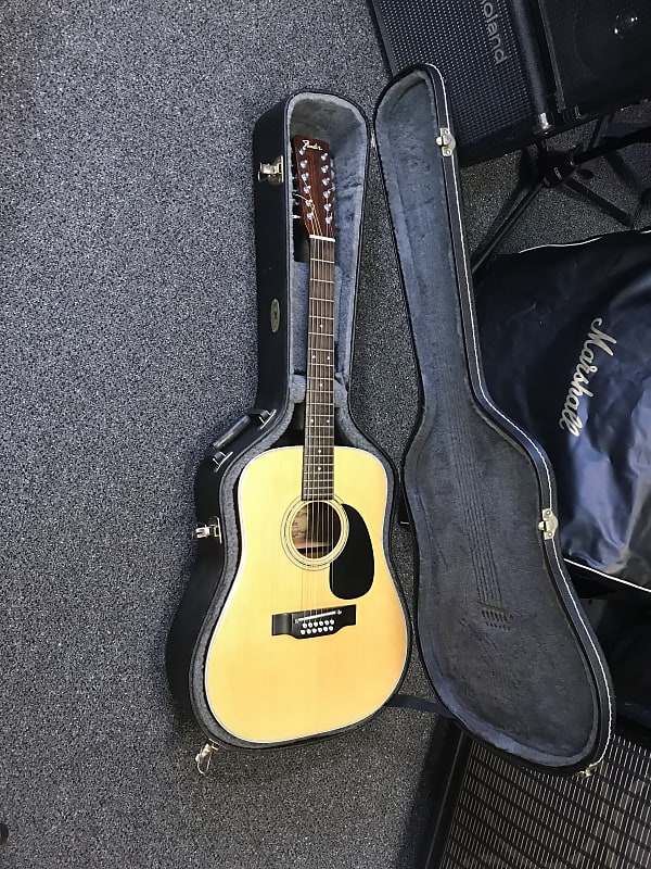 Fender F55-12 string dreadnought acoustic guitar made in Japan 1978 good condition with great TKL hard case image 1