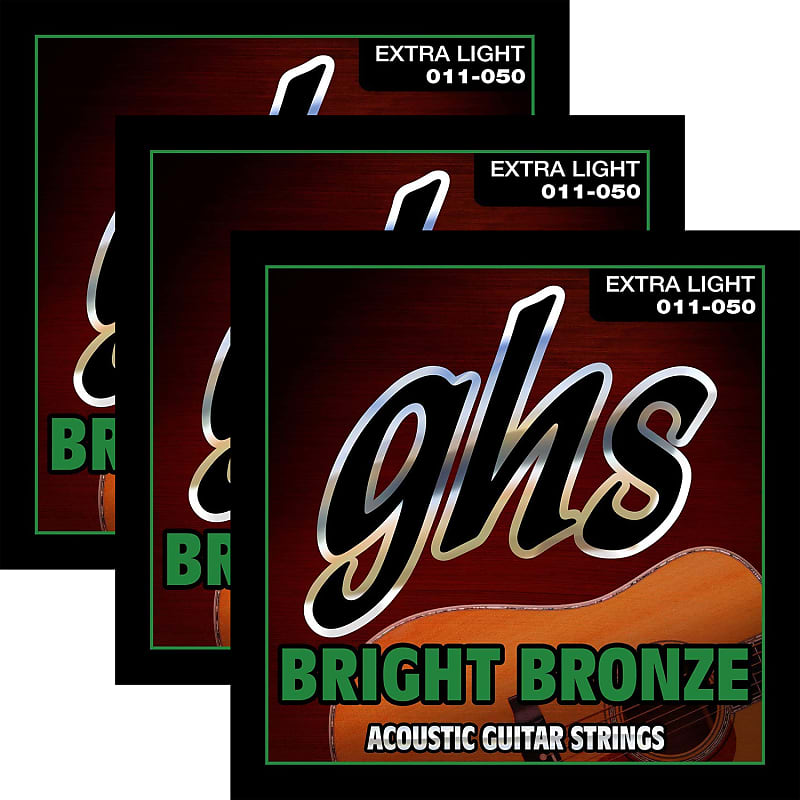 3 Sets GHS BB20X Bright Bronze Roundwound Acoustic Guitar Strings Extra  Light 11-50