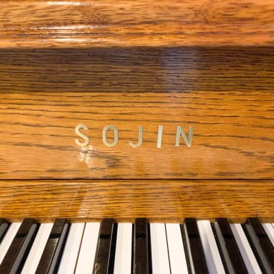 Sojin Model 4346 42" Satin Oak Console Piano c1988 #111289 image 5