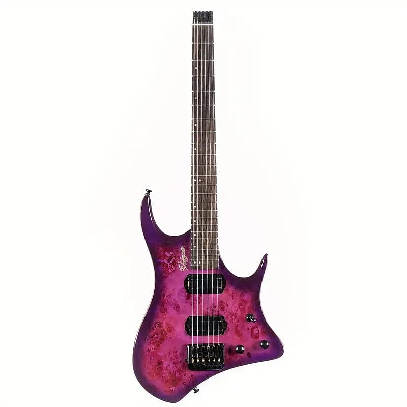 Volgoa GTWT-01 6-String Headless Electric Guitar with Flame Maple Veneer and Maple Neck - Purple image 1