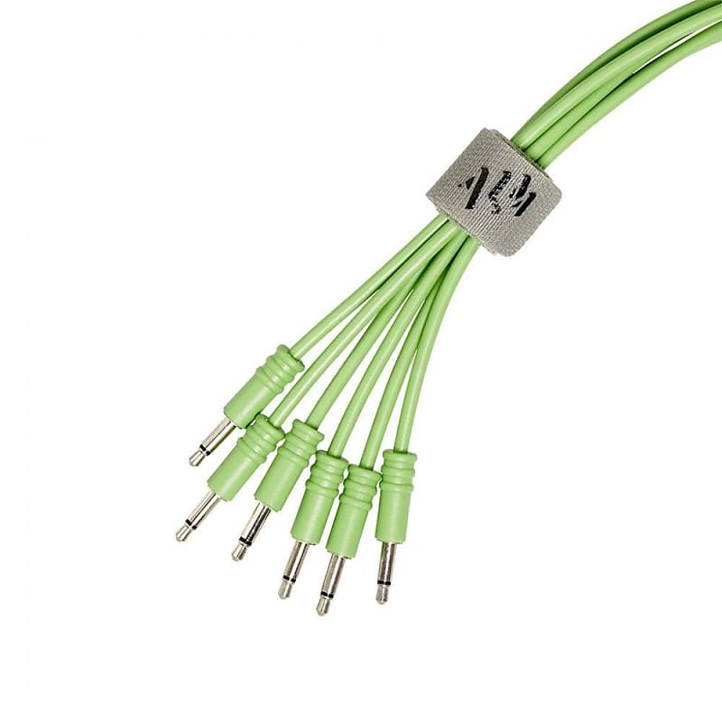 ALM-PC001x60 Pack of 5 x 60cm 3.5mm patch cables - GREEN image 1