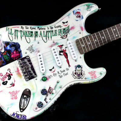Custom Painted and Upgraded Fender Squier Stratocaster (Aged and Worn) With Graphics and Matching Headstock image 7
