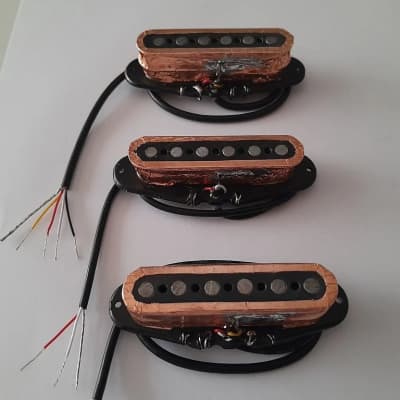 Handmade prewired SSS NEODYMIUM Stacked coils PU's Strat pickguard with HB split on N&B, volume TR BL and mid PU cutoff switch image 13