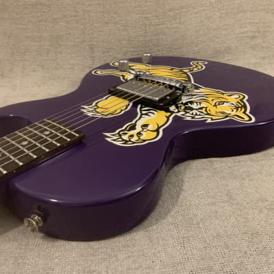 2004 Epiphone Collegiate Les Paul Junior LSU Louisiana State University Tiger Guitar Purple & Yellow Officially Licensed + Original Gig Bag image 10
