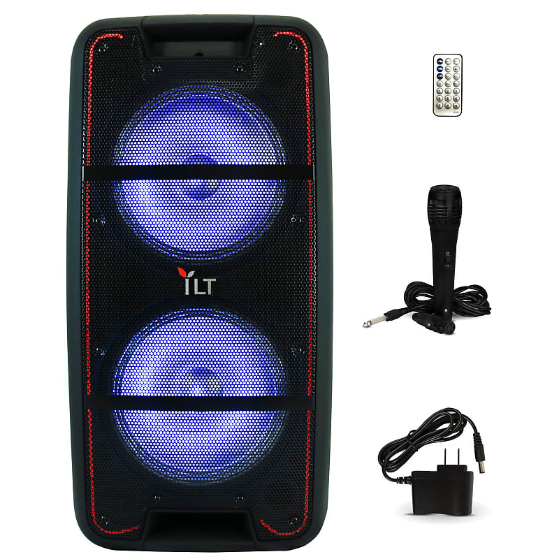 YLT Dual 10 Inch Karaoke Rechargeable Speaker Mic, Bluetooth, AUX/USB/TF, LED's image 1