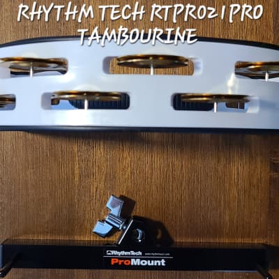 RhythmTech RTPRO1 Pro Series Tambourine with Steel Jingles - White image 7