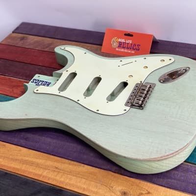 Real Life Relics Custom Class  Strat® Body Aged Trans Surf Green Nitro Lacquer image 7
