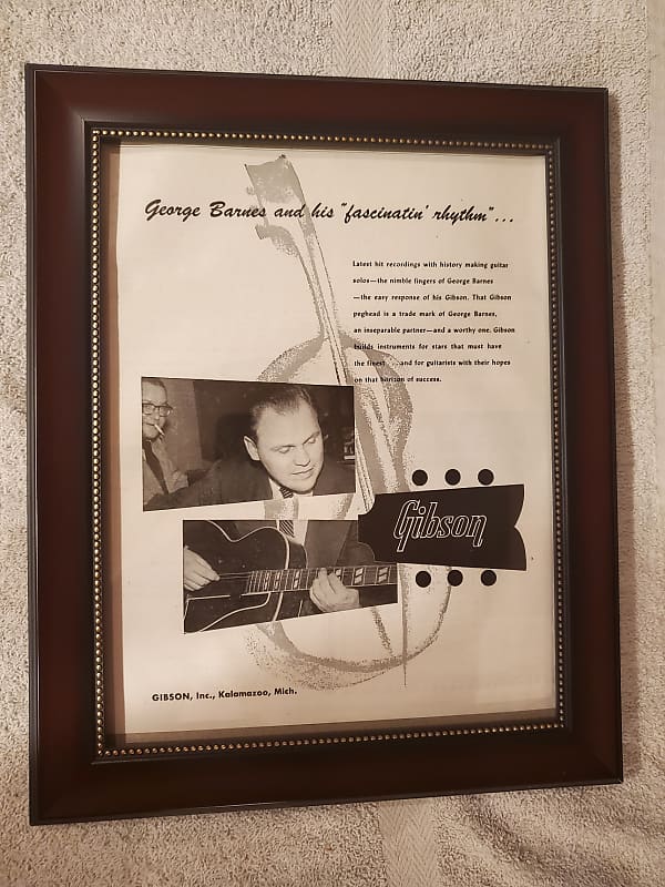 1955 Gibson Guitars Promotional Ad Framed George Barnes Original image 1