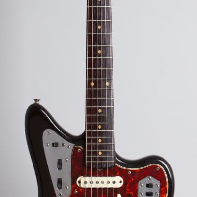 Fender  Jaguar Solid Body Electric Guitar (1962), ser. #91240, original brown tolex hard shell case. image 8