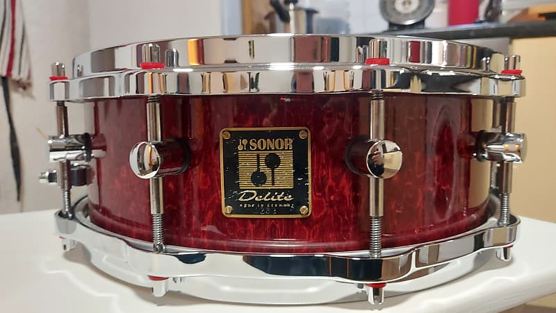 Sonor Delite  Snare Drum 14"x5"- Red  Birdseye Cherry image 1
