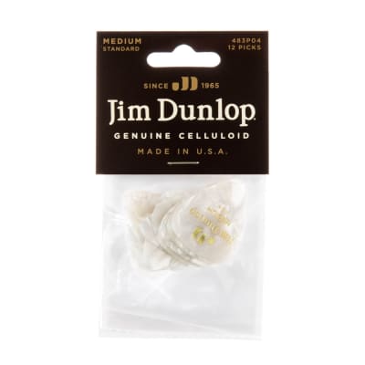 Dunlop 483P04MD Medium White Pearloid Picks -- 12 Pack image 1