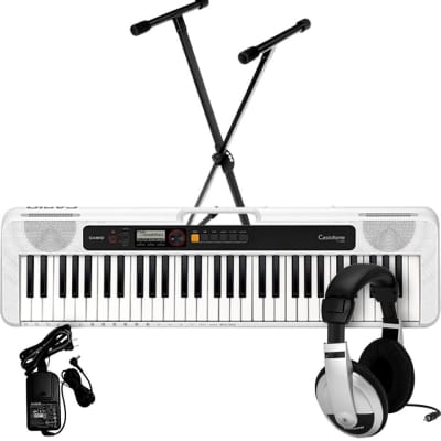 Casio CT-S200 Casiotone Portable Electronic Keyboard with USB, White, Premium Pack, with Stand, PSU,