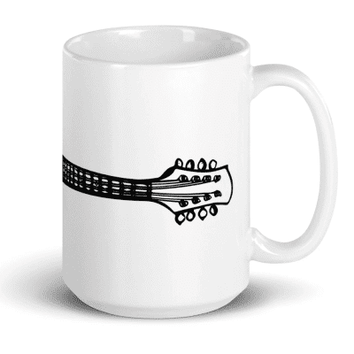 Bellavance Ink 15 Oz Coffee Mug With A-Style Mandolin Musical Instrument Pen And Ink Drawing White image 3