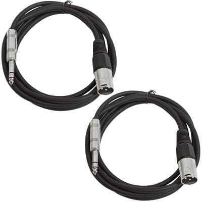 2 Pack of 1/4 Inch to XLR Male Patch Cables 6 Foot Extension Cords Jumper - Black and Black image 1