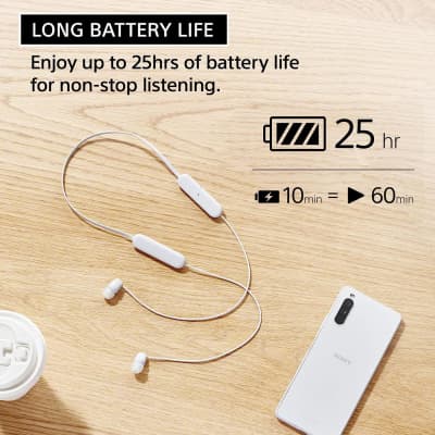 Sony WI-C100 Wireless In-Ear Headphones, White image 7